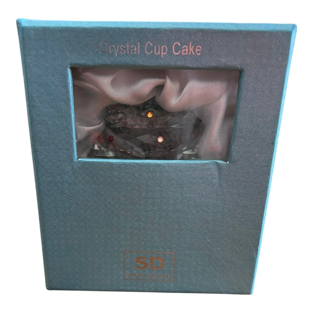 Simon Design Crystal Cupcake Paperweight Cherry Clear New In Box SD226051 - Picture 3 of 5